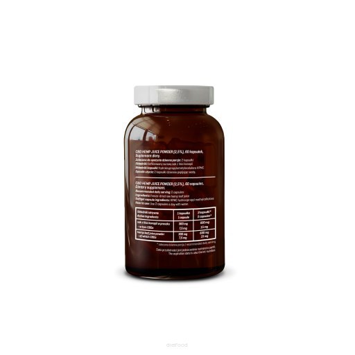 CBD kanapių sultys 2,5% – kapsulės, 60 vnt.